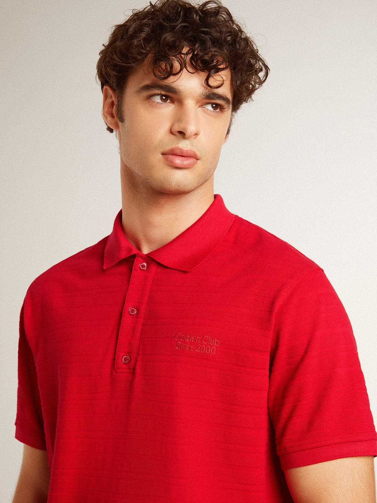 Men's polo shirt in red cotton piquet - Golden Goose Men