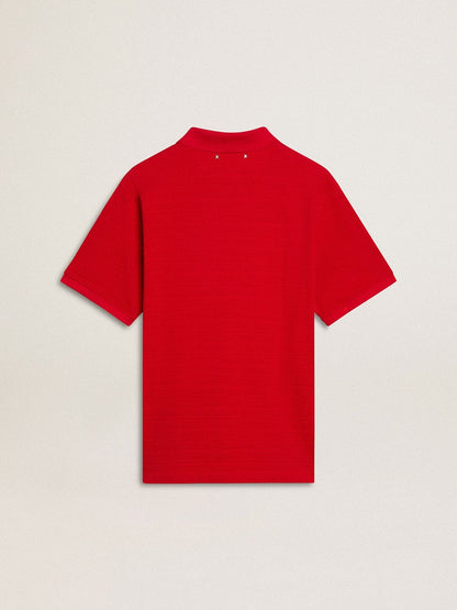 Men's polo shirt in red cotton piquet - Golden Goose Men