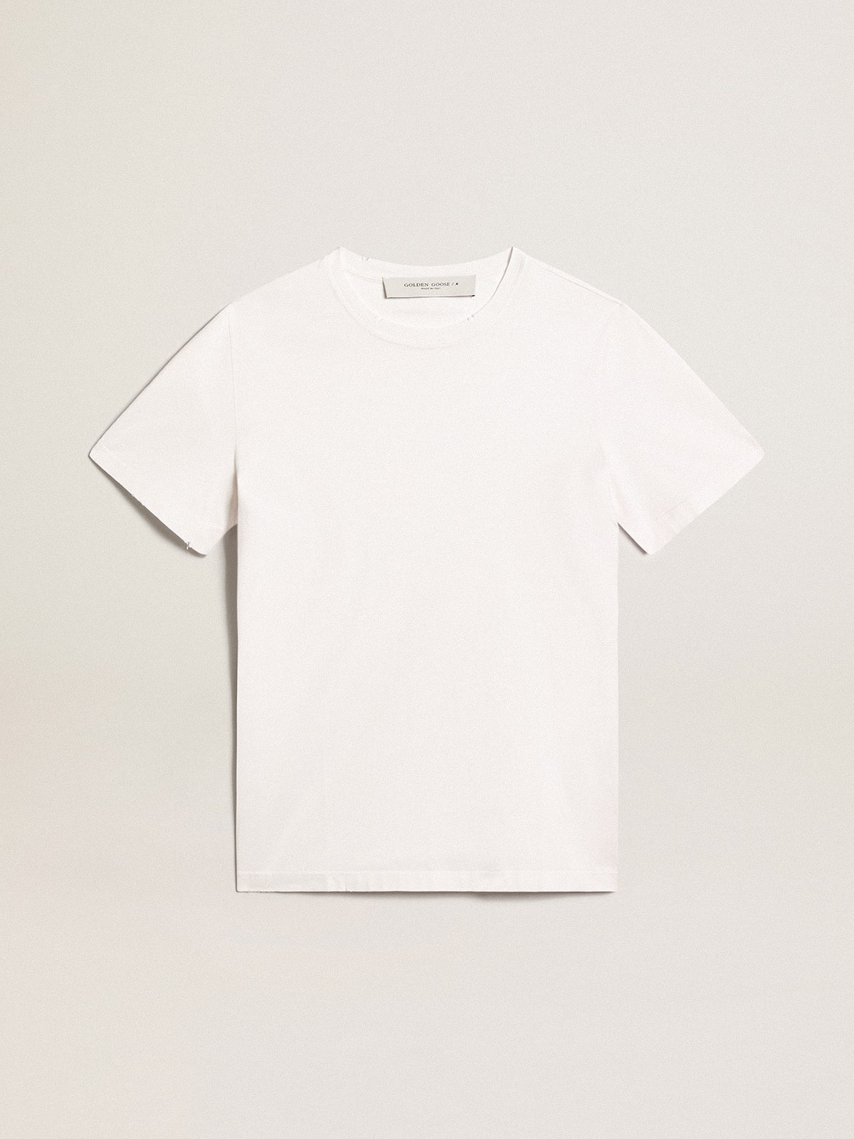 Men's white T-shirt with distressed treatment - Golden Goose Men