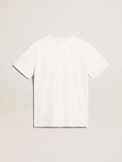 Men's white T-shirt with distressed treatment - Golden Goose Men