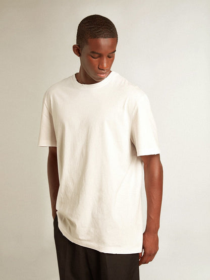 Men's white T-shirt with distressed treatment - Golden Goose Men