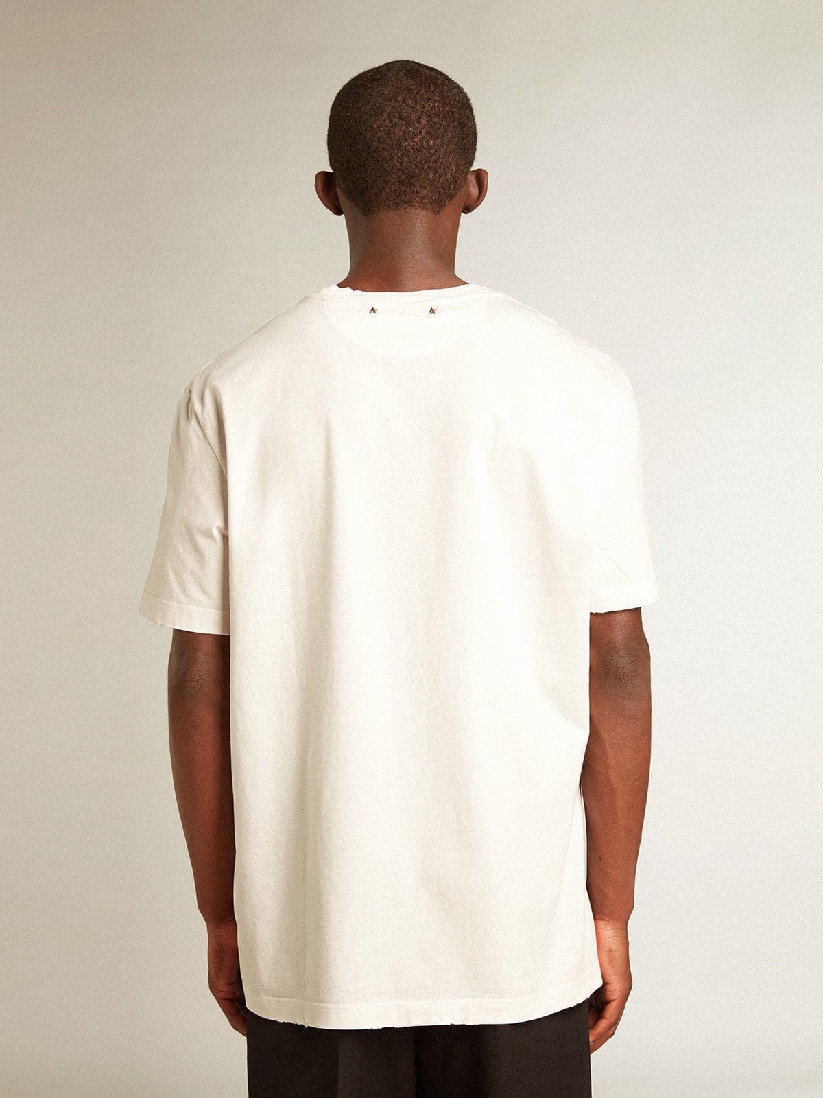 Men's white T-shirt with distressed treatment - Golden Goose Men