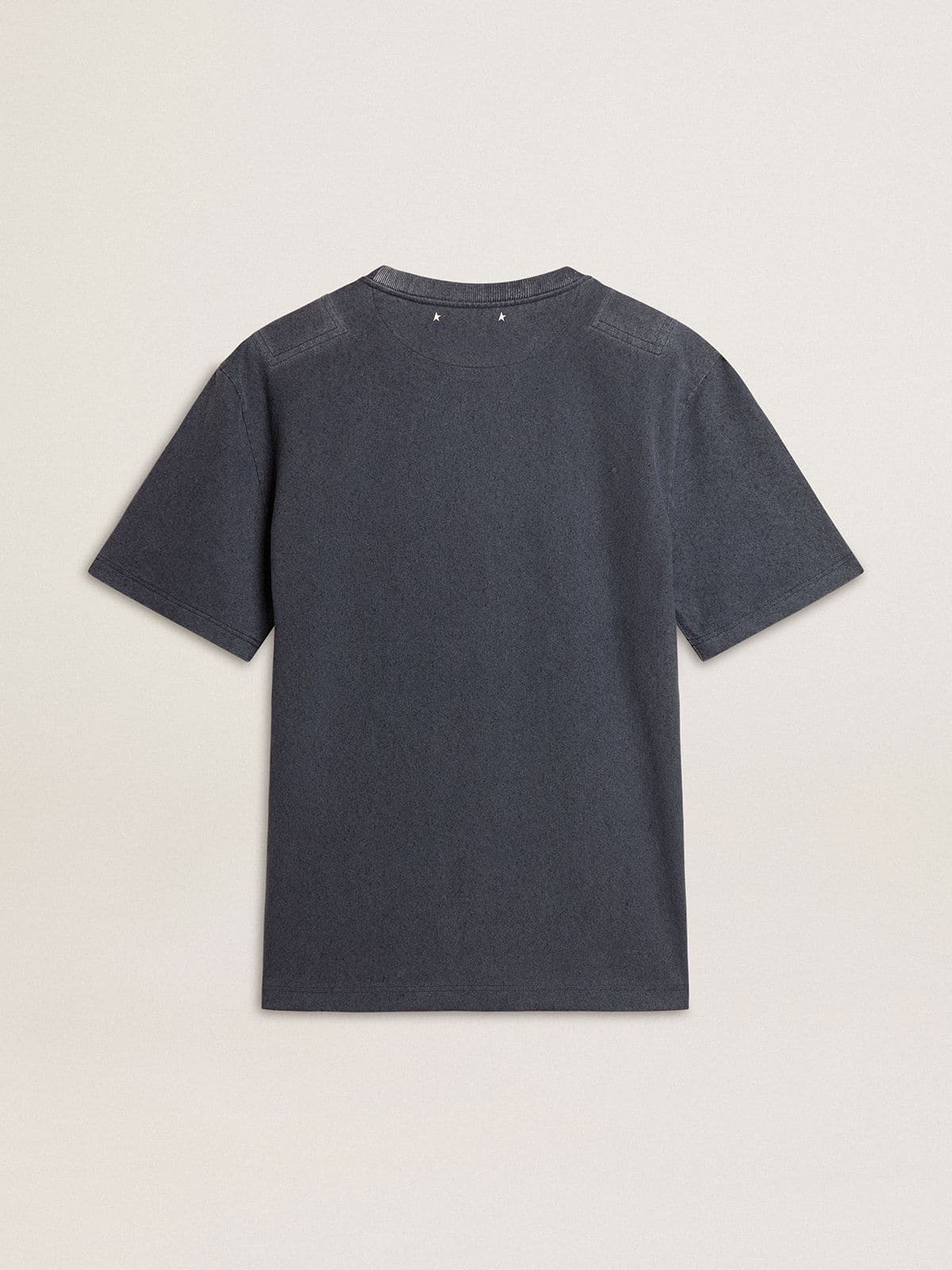 Men's blue T-shirt with white print - Golden Goose Men