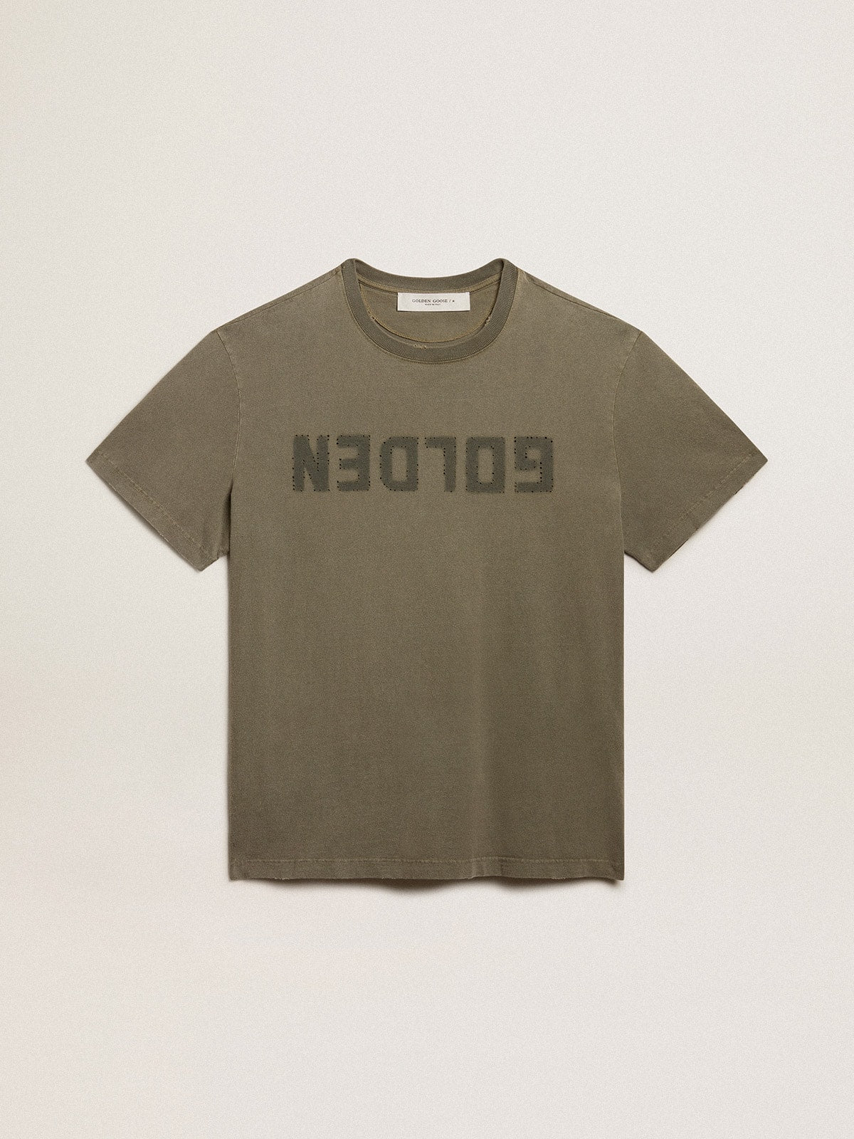 Men's olive green T-shirt with Golden lettering - Golden Goose Men