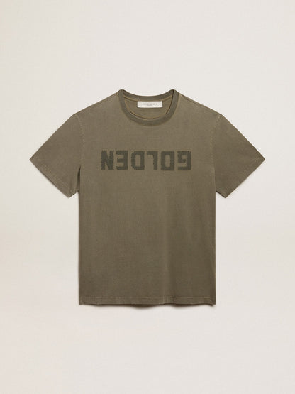 Men's olive green T-shirt with Golden lettering - Golden Goose Men