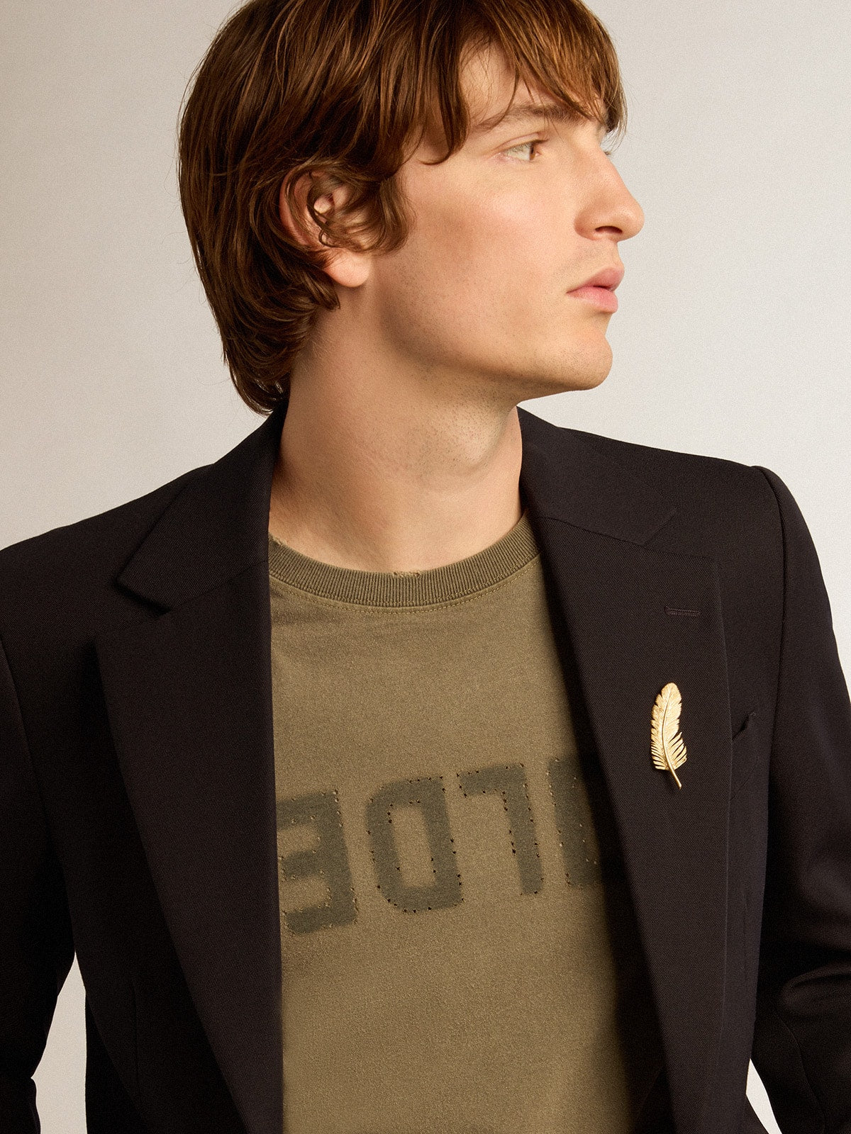 Men's olive green T-shirt with Golden lettering - Golden Goose Men