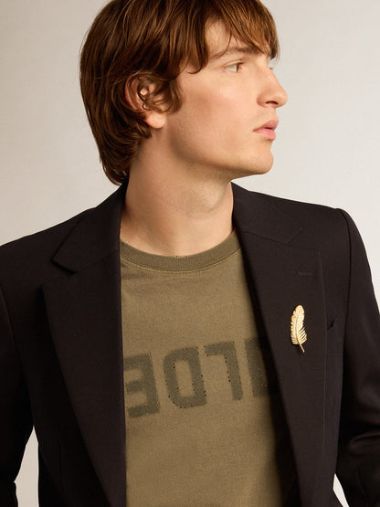 Men's olive green T-shirt with Golden lettering - Golden Goose Men