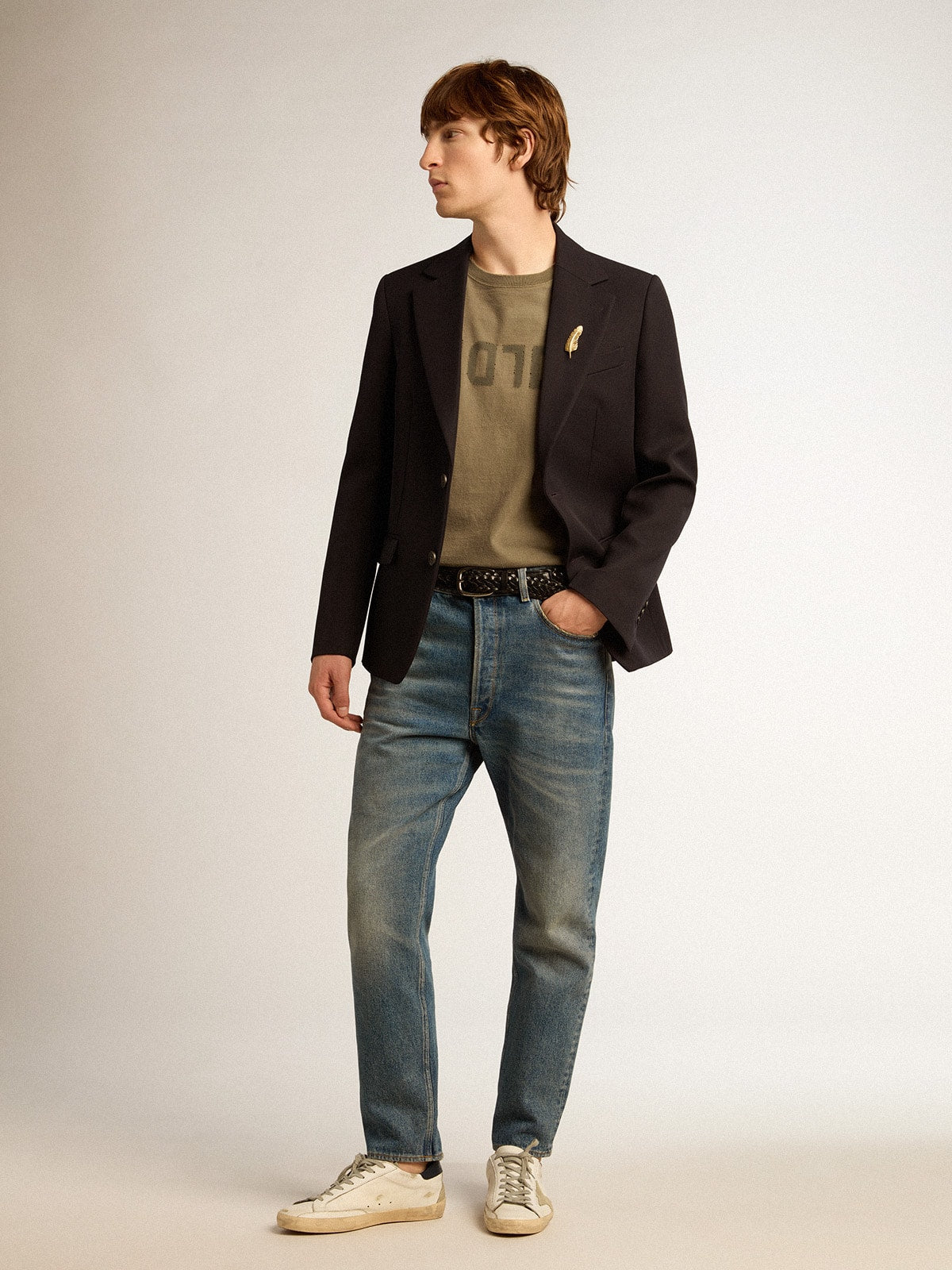 Men's olive green T-shirt with Golden lettering - Golden Goose Men