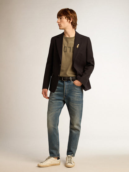 Men's olive green T-shirt with Golden lettering - Golden Goose Men