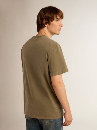 Men's olive green T-shirt with Golden lettering - Golden Goose Men