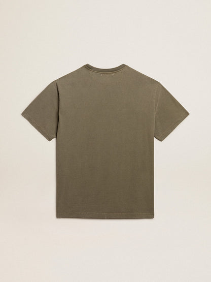 Men's olive green T-shirt with Golden lettering - Golden Goose Men