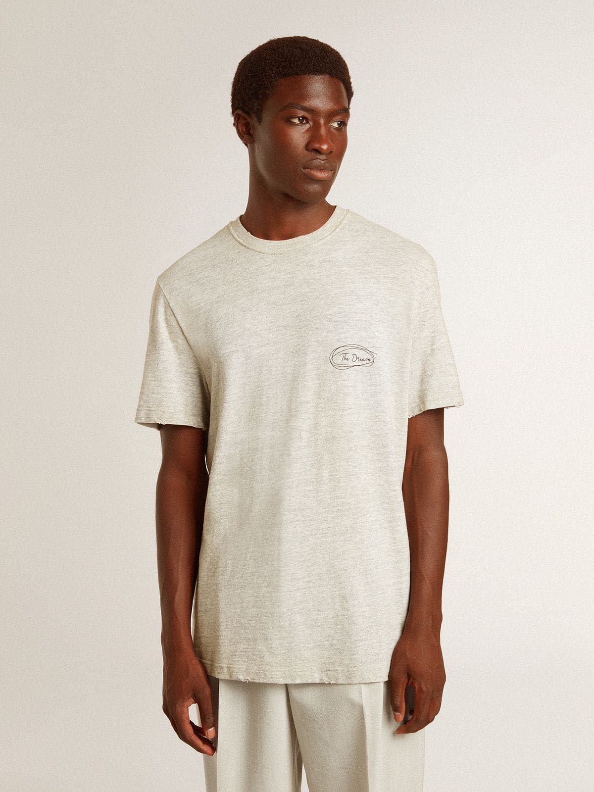 Men's gray T-shirt with black lettering - Golden Goose Men