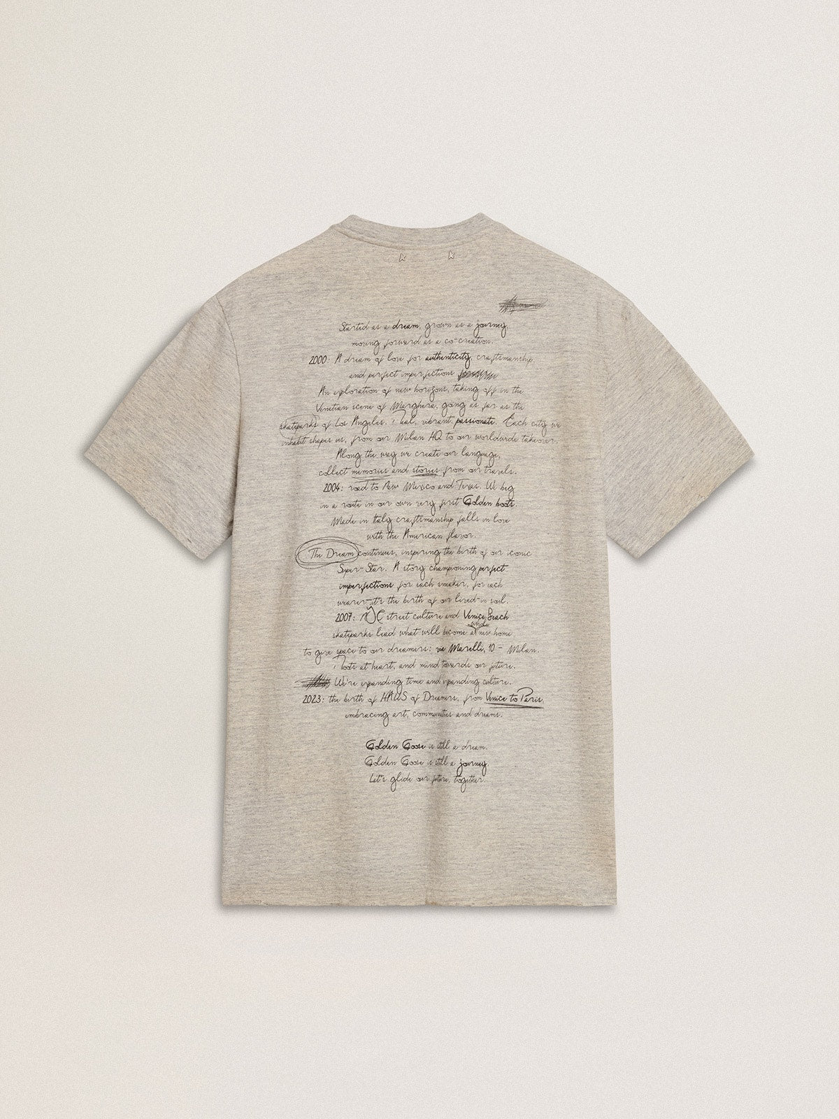 Men's gray T-shirt with black lettering - Golden Goose Men