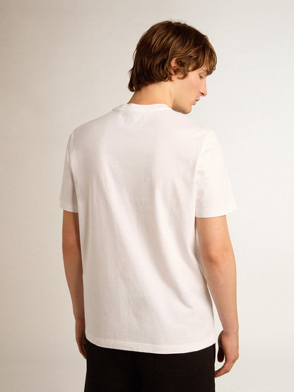 Men's white T-shirt with silver glitter star on the front - Golden Goose Men