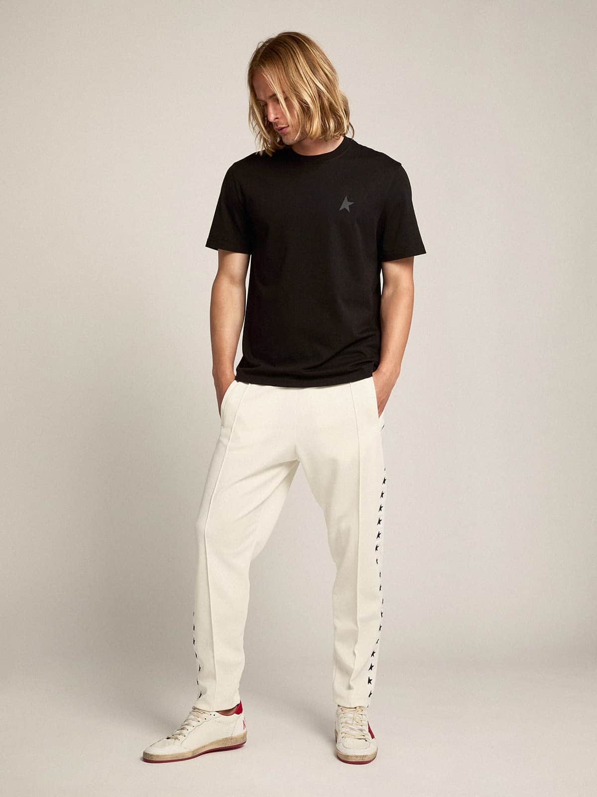Black Star Collection T-shirt with tone-on-tone star on the front - Golden Goose Men