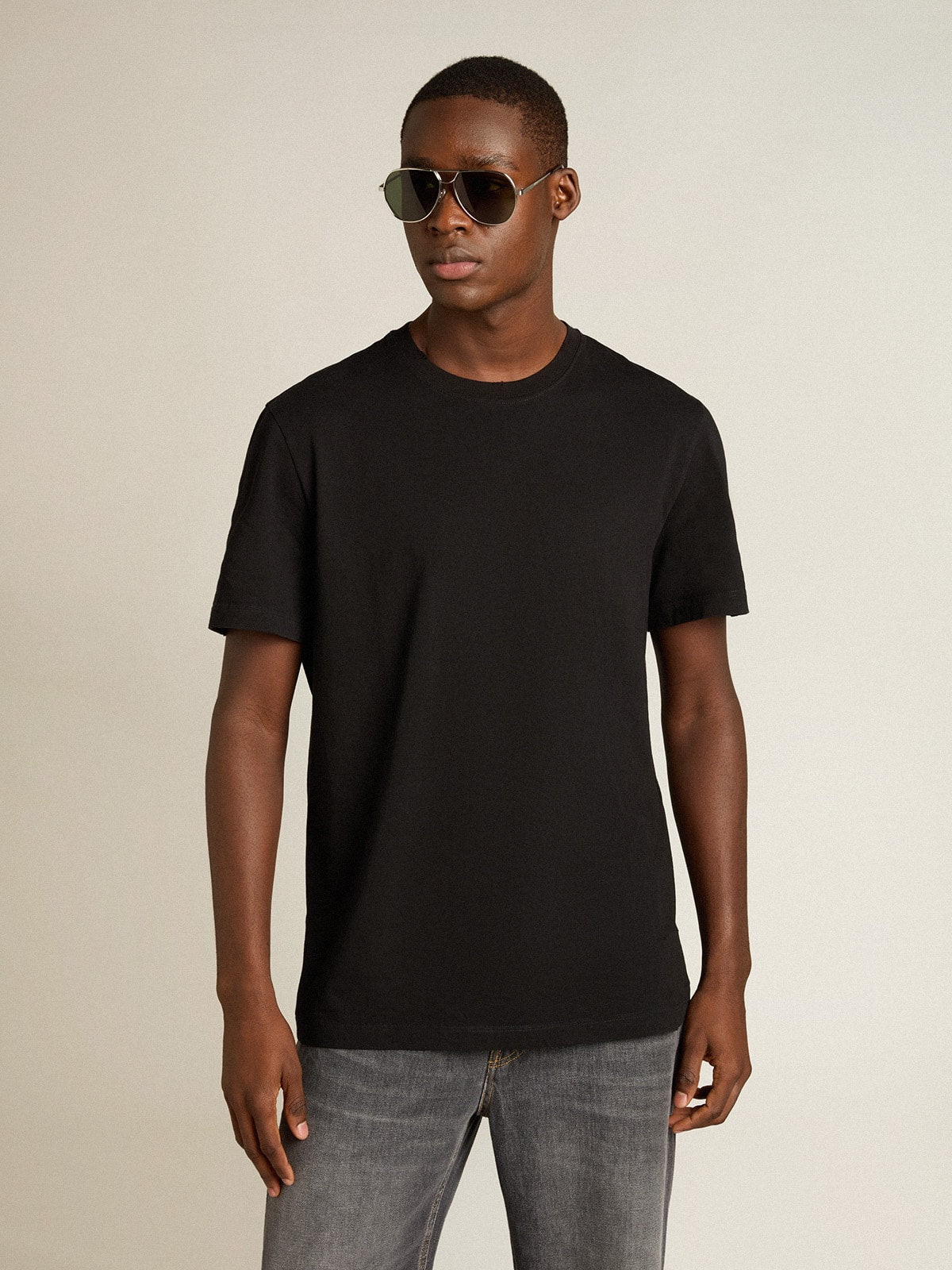 Golden Collection distressed T-shirt in vintage black - Golden Goose Men