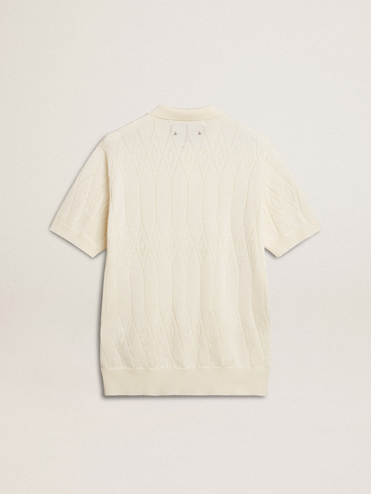 Men's white jacquard knit polo shirt - Golden Goose Men