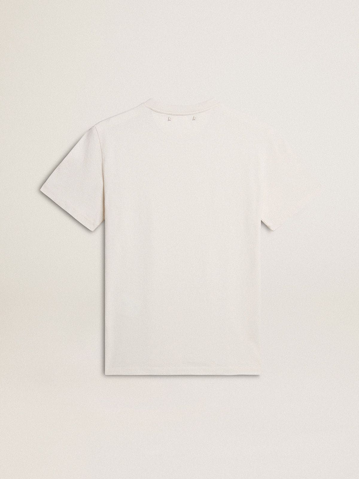 Men's worn-white cotton T-shirt with black lettering - Golden Goose Men