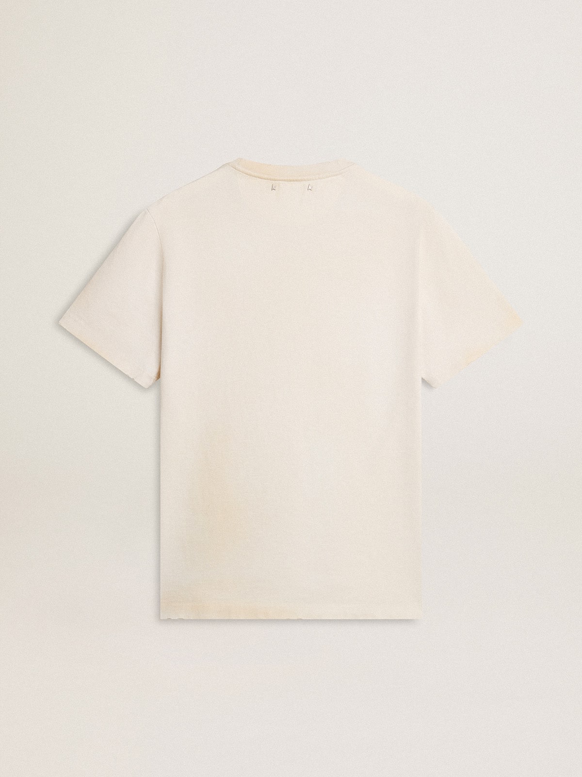Men's vintage-look white T-shirt with front print - Golden Goose Men