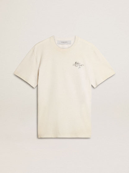 Men's T-shirt with print on the chest and on the back with a lived-in effect - Golden Goose Men