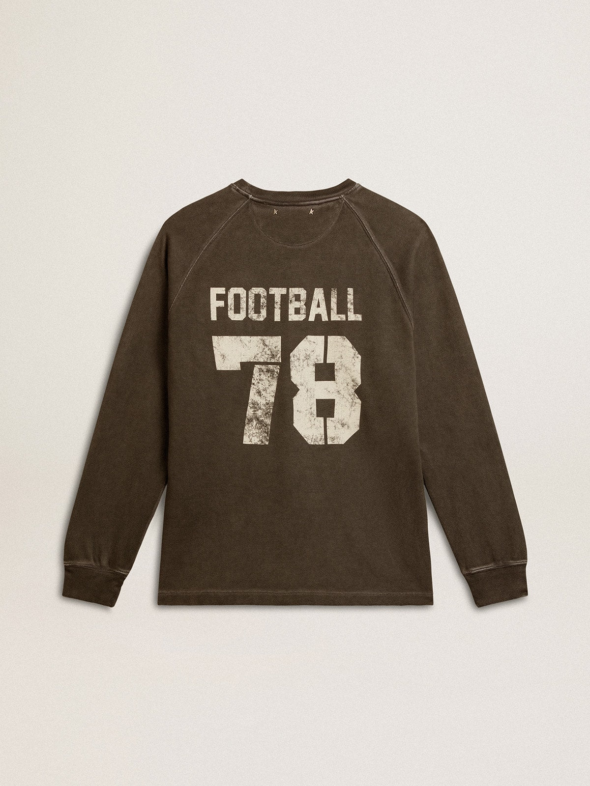 Men's long-sleeved T-shirt in anthracite gray cotton with logo on the back - Golden Goose Men