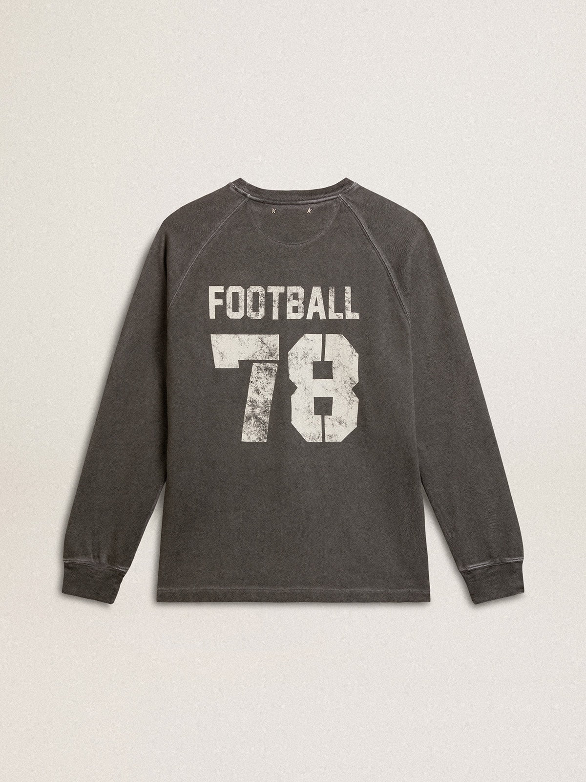 Men's long-sleeved T-shirt in anthracite gray cotton with logo on the back - Golden Goose Men