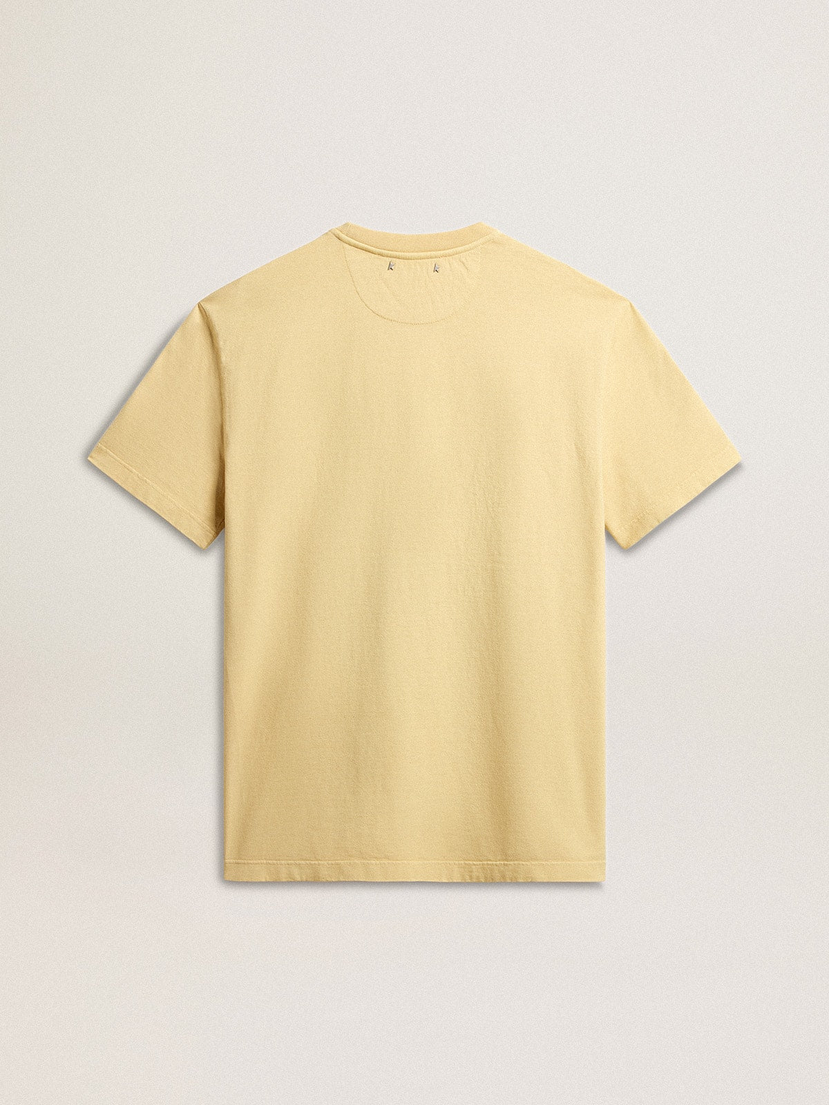 Men's cotton T-shirt in pale yellow with faded lettering - Golden Goose Men