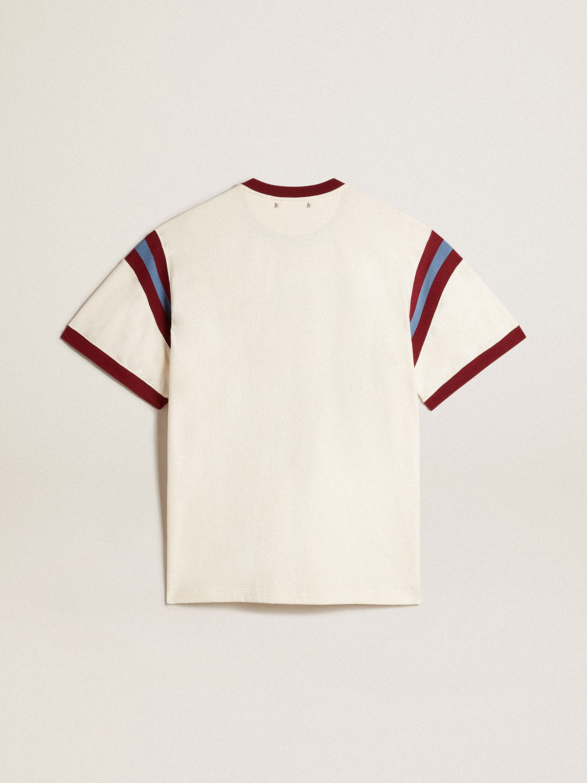 Men’s white T-shirt with burgundy lettering on the front - Golden Goose Men