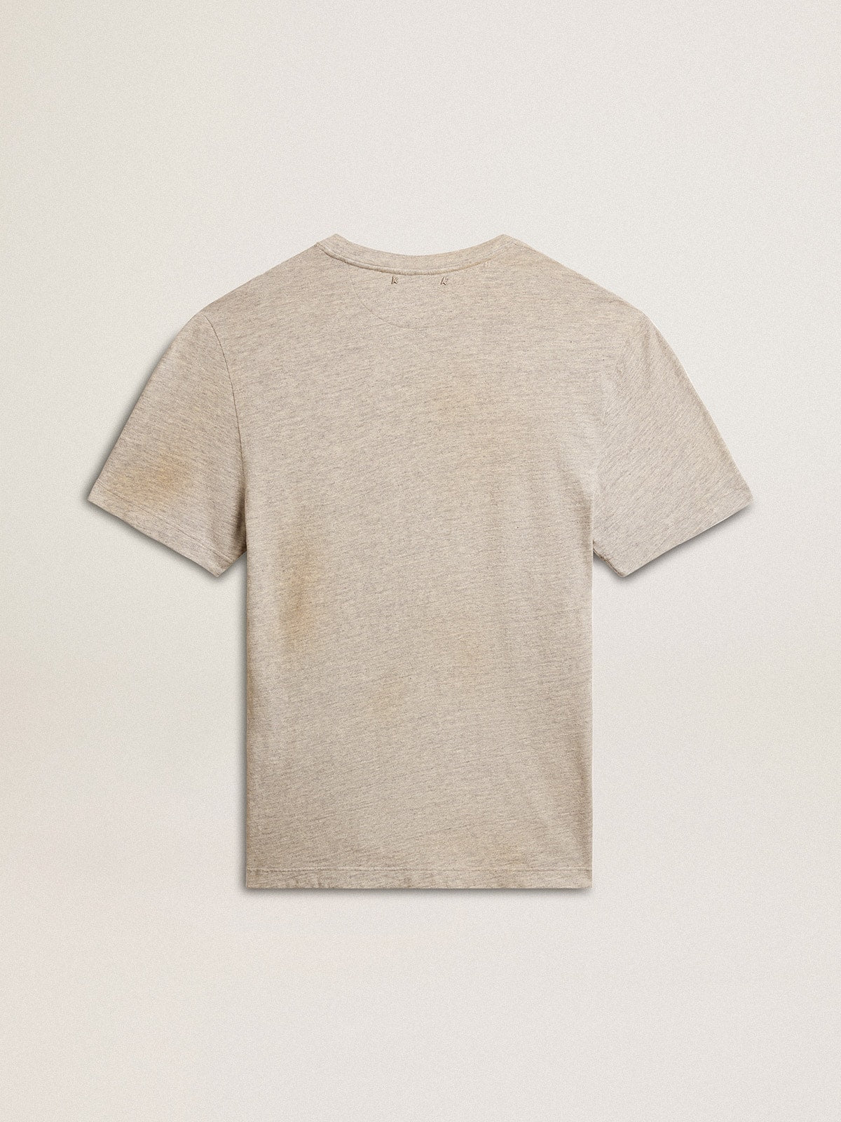 Men's gray cotton T-shirt with vintage print on the front - Golden Goose Men