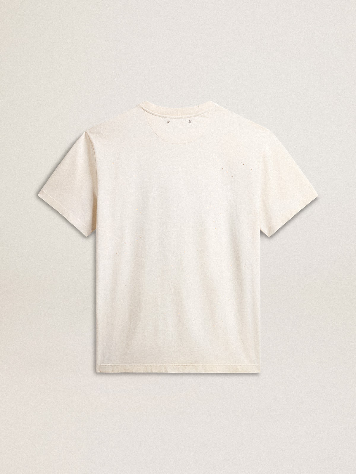 Men's aged white cotton T-shirt with gold print - Golden Goose Men