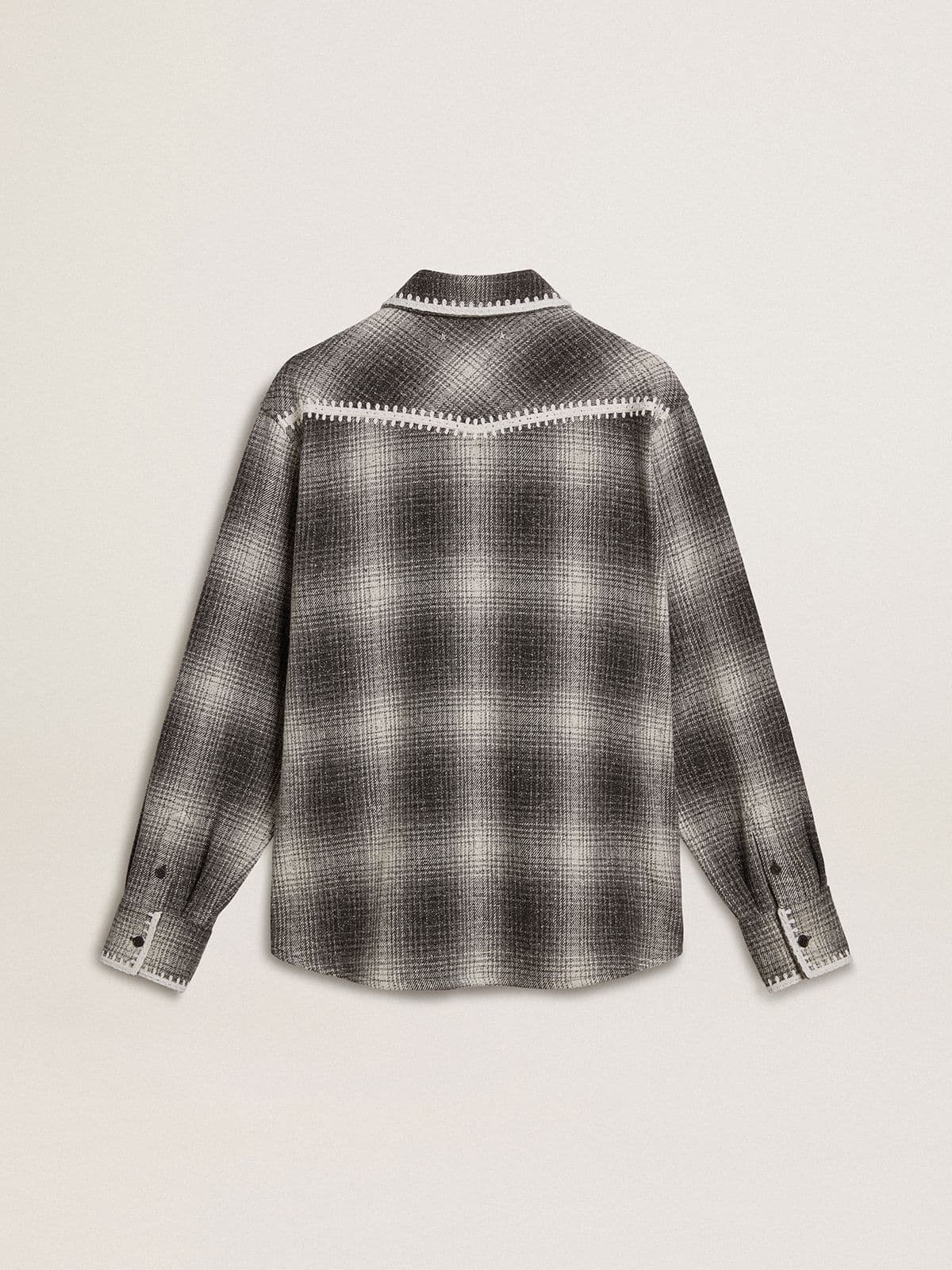 Men's gray shirt with white embroidery - Golden Goose Men