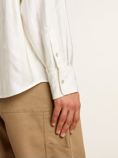 Men’s oversized worn-white shirt with vertical stripes - Golden Goose Men