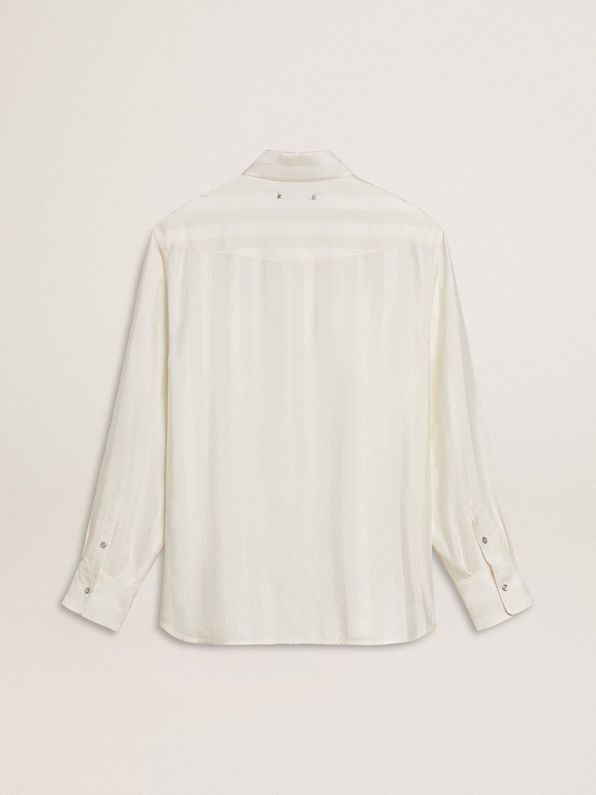 Men’s oversized worn-white shirt with vertical stripes - Golden Goose Men