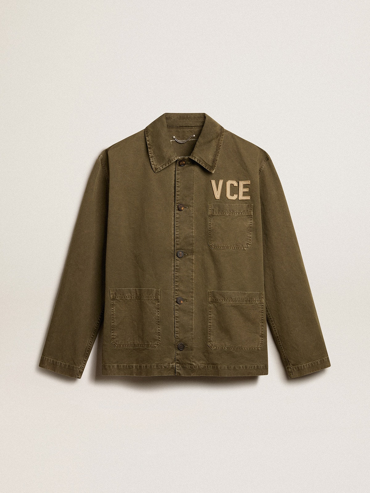 Men's olive-colored cotton shirt - Golden Goose Men