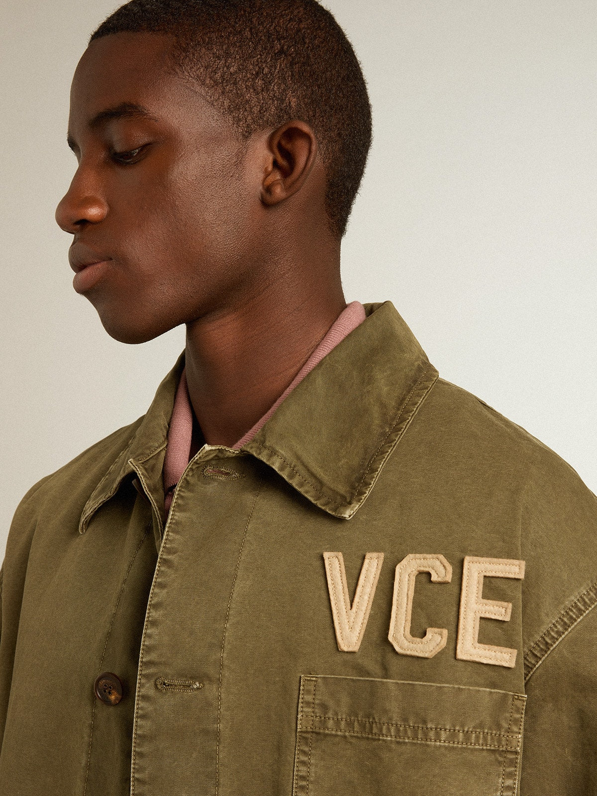 Men's olive-colored cotton shirt - Golden Goose Men