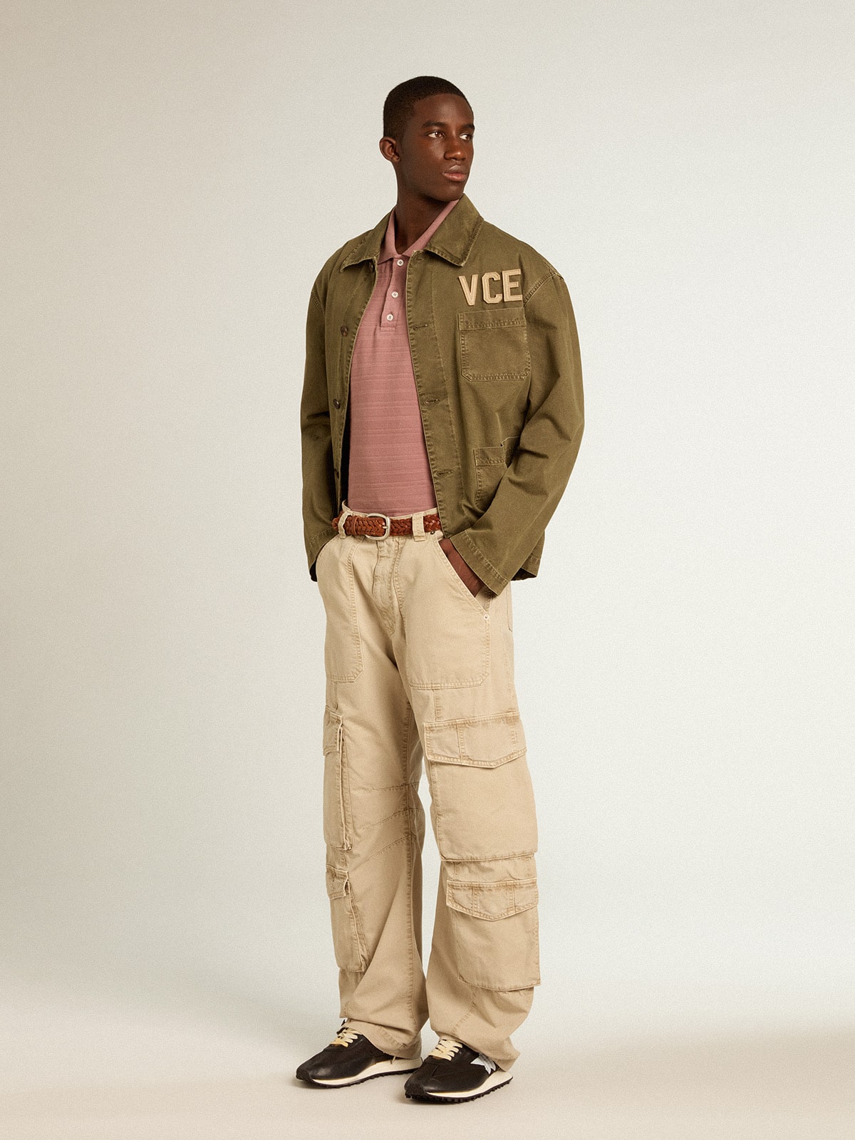 Men's olive-colored cotton shirt - Golden Goose Men