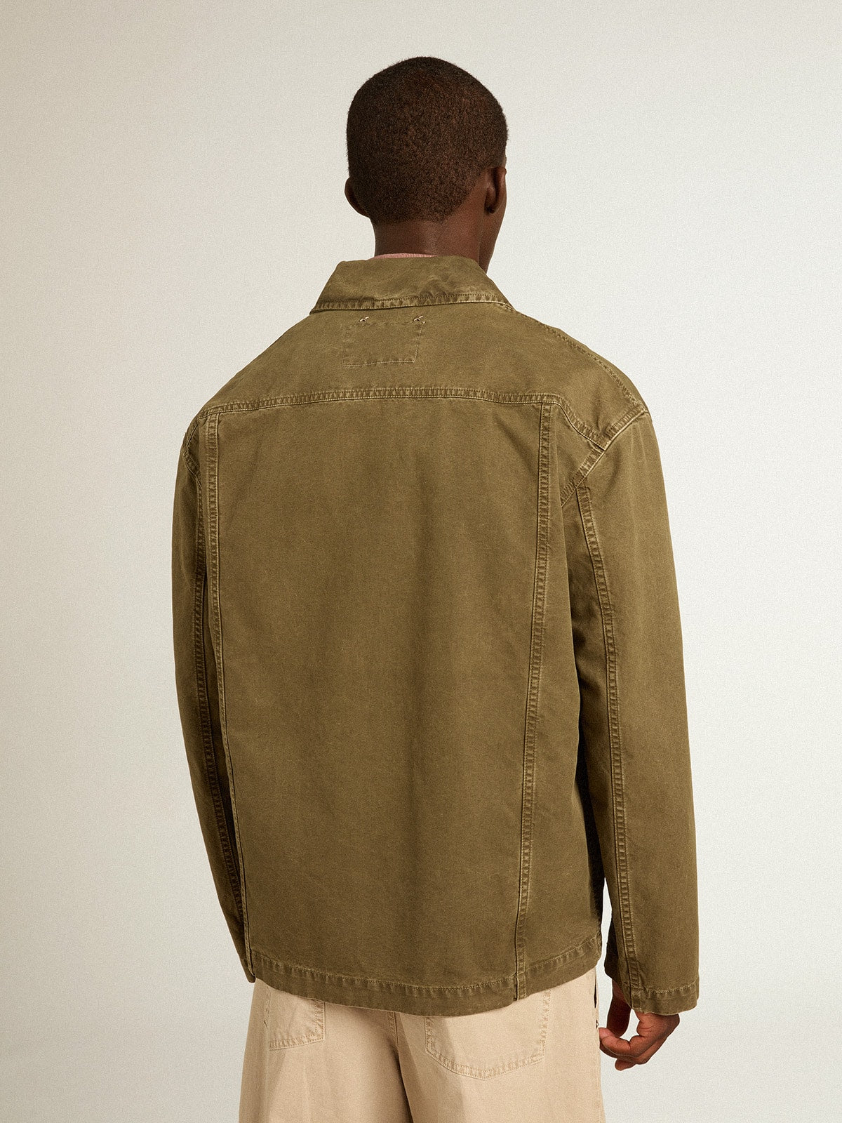 Men's olive-colored cotton shirt - Golden Goose Men