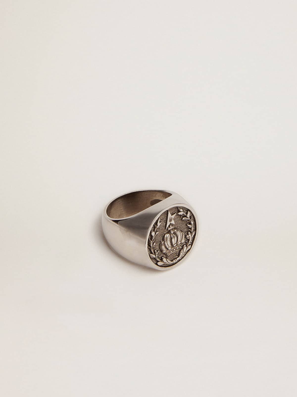 Men's signet ring in antique silver color - Golden Goose Men