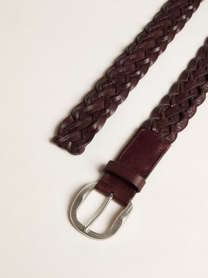 Men's dark brown woven leather belt - Golden Goose Men