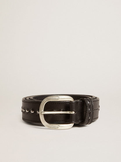 Black leather belt with studs - Golden Goose Men