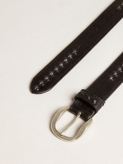 Black leather belt with studs - Golden Goose Men