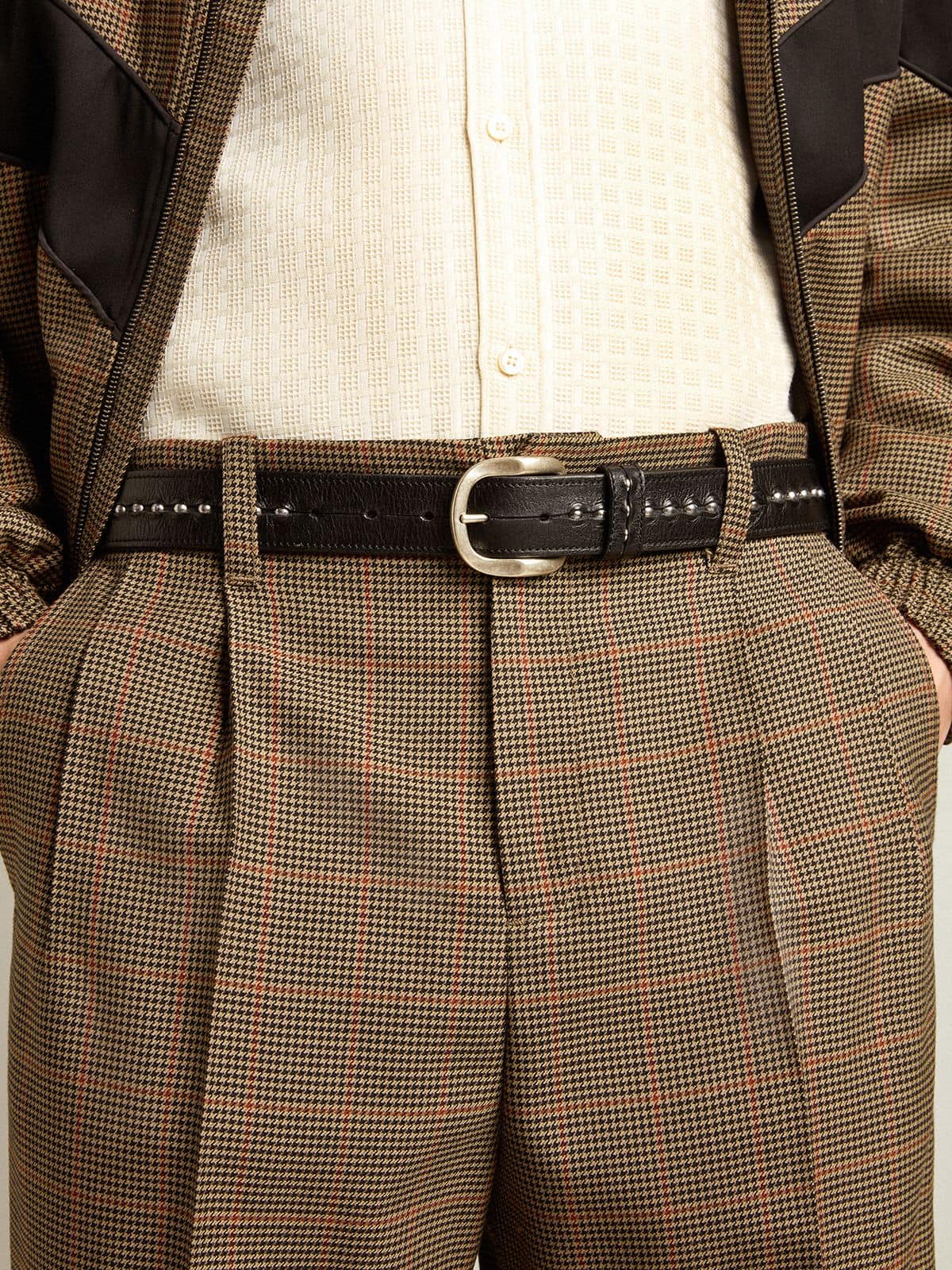 Black leather belt with studs - Golden Goose Men