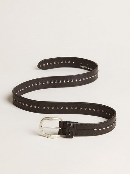 Black leather belt with studs - Golden Goose Men