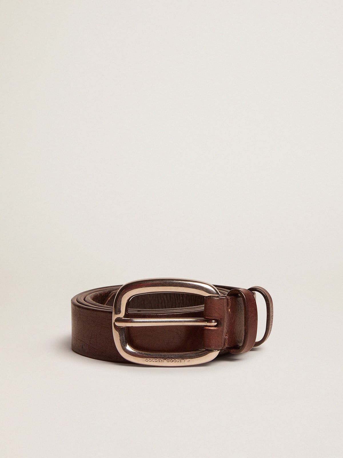 Brown Houston belt in washed leather - Golden Goose Men