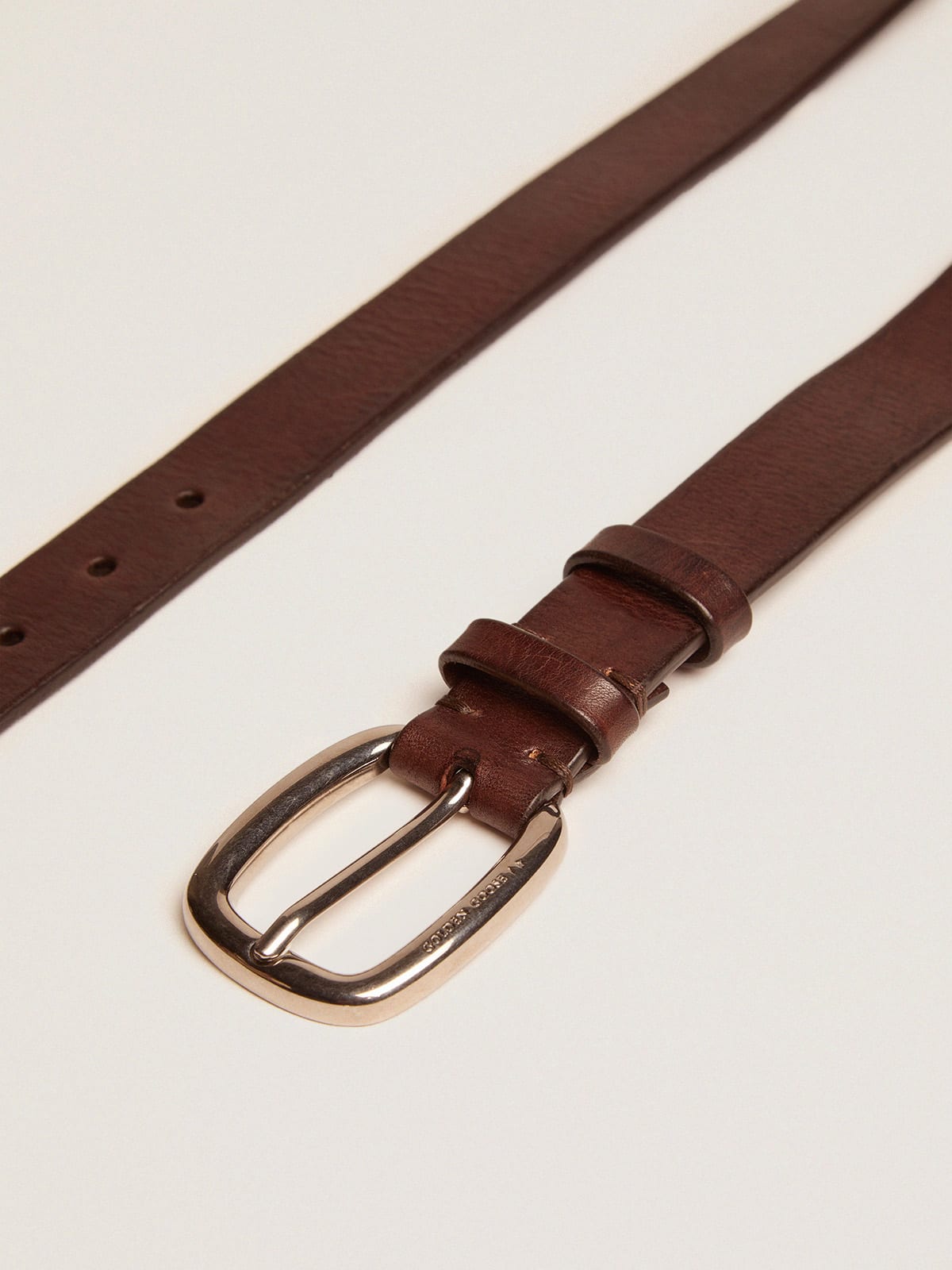 Brown Houston belt in washed leather - Golden Goose Men