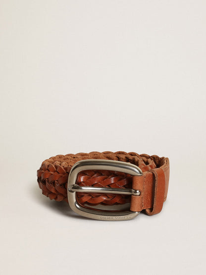 Houston belt in brown braided leather - Golden Goose Men