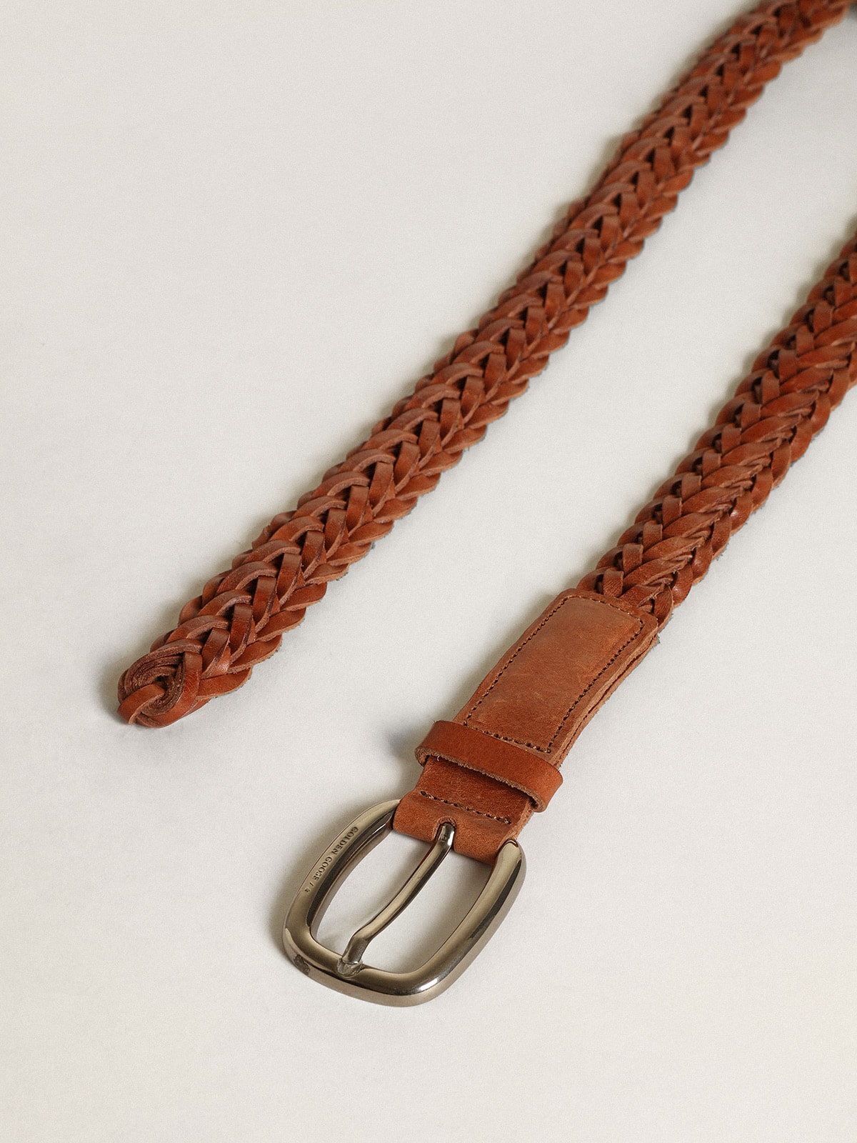 Houston belt in brown braided leather - Golden Goose Men
