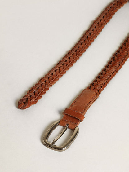 Houston belt in brown braided leather - Golden Goose Men