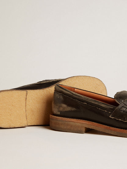Men's Jerry loafer in black leather - Golden Goose Men