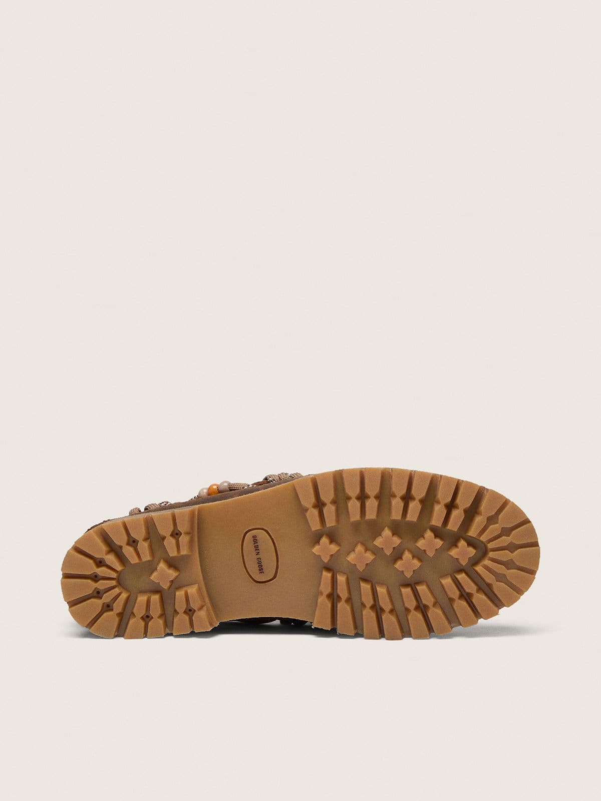 Men's Cruise loafers in brown waxed suede with dove gray hiking laces - Golden Goose Men